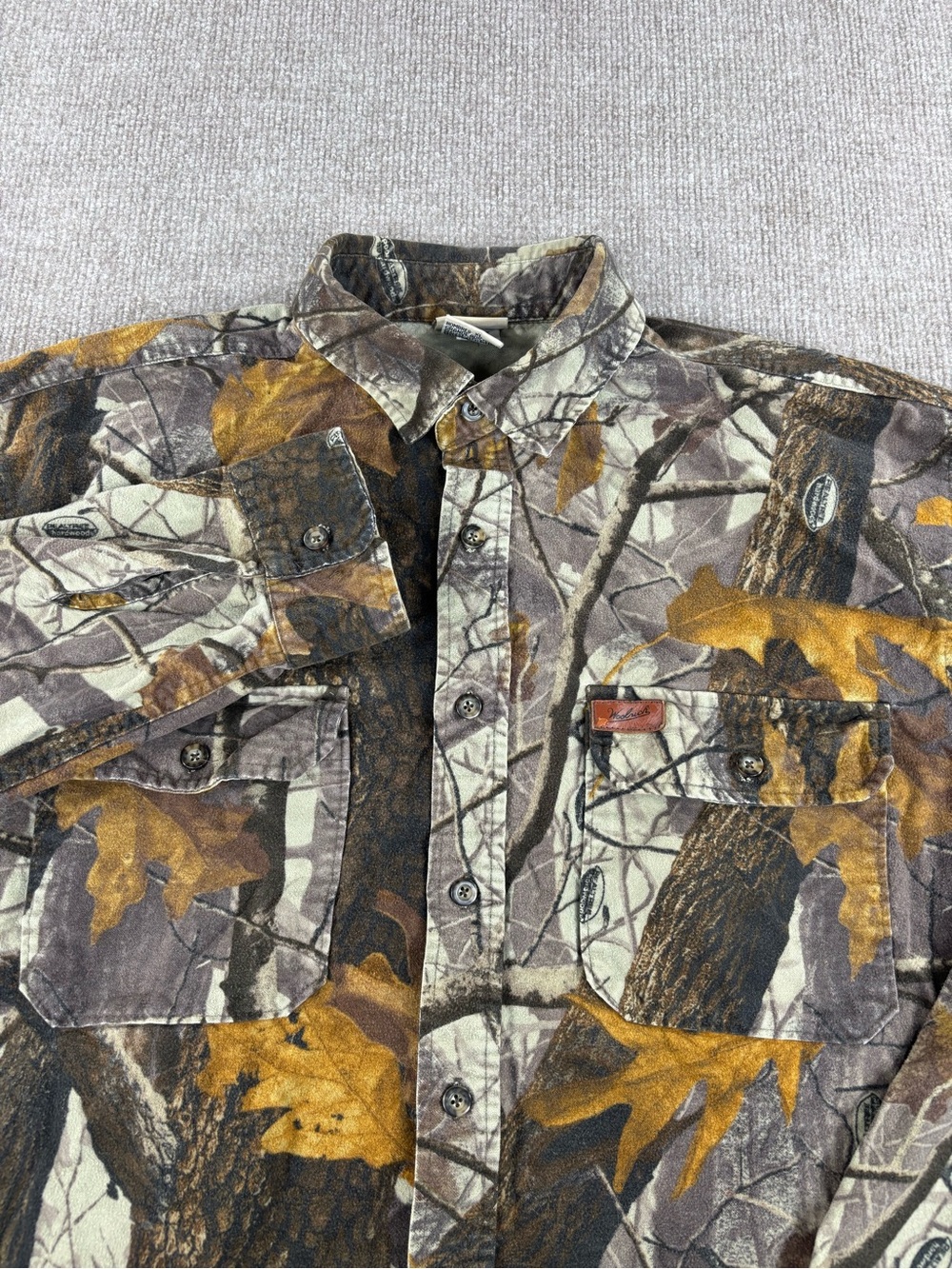 Vintage Woolrich Shirt Mens XL Camouflage Hunting Button Long Sleeve Pockets